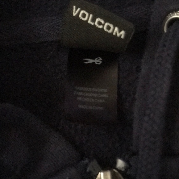VOLCOM zip up hoodie, front pockets long sleeve dark navy blue size L - Picture 5 of 9